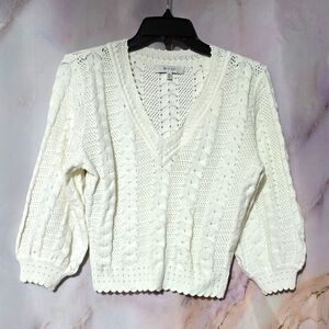 Milly Cozy V-Neck Sweater in Soft Beige